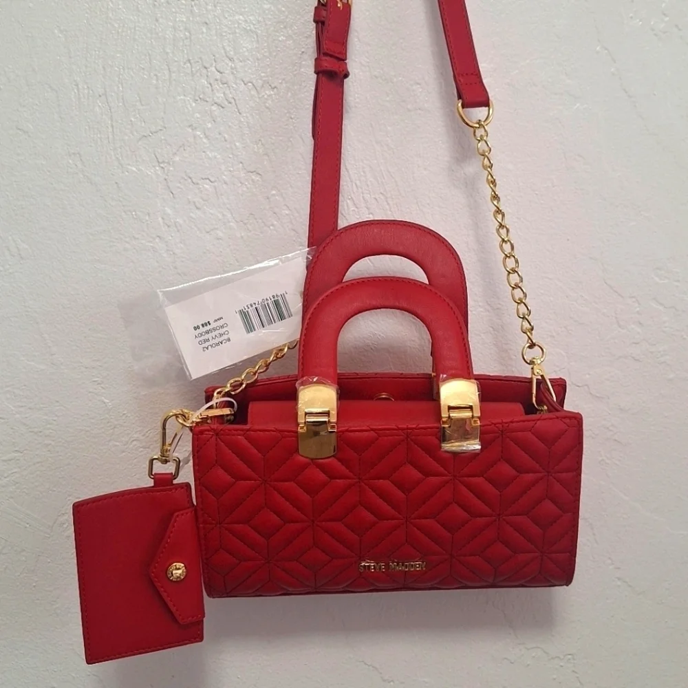 Steve Madden Red Detachable Straps Crossbody Hand Purse NWT